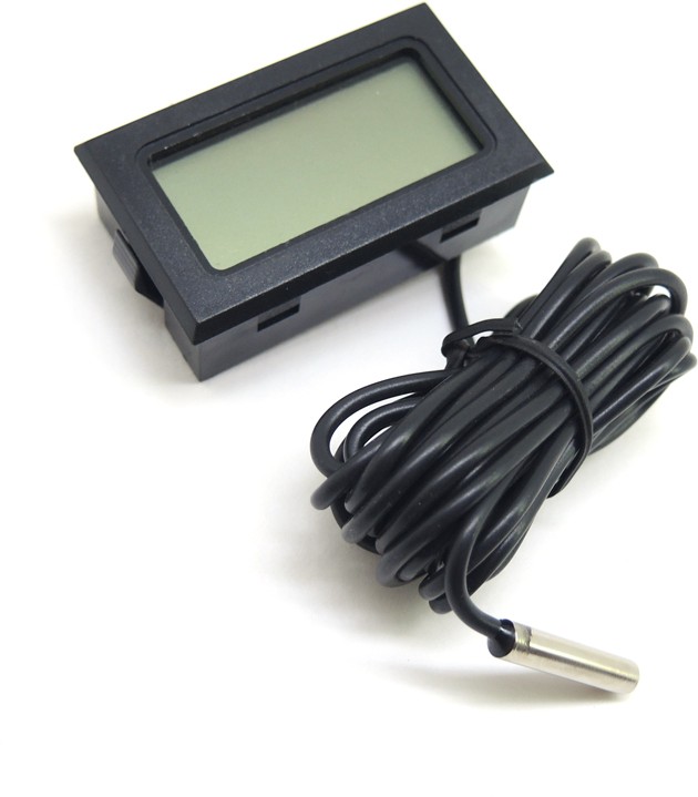 Термометр ЖК черный (от -50 до +110) с выносным датчиком, точность 1 градус